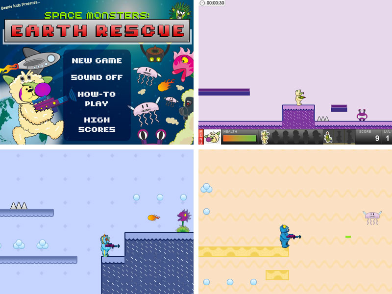 Space Monster Earth Rescue Flash Platform Game