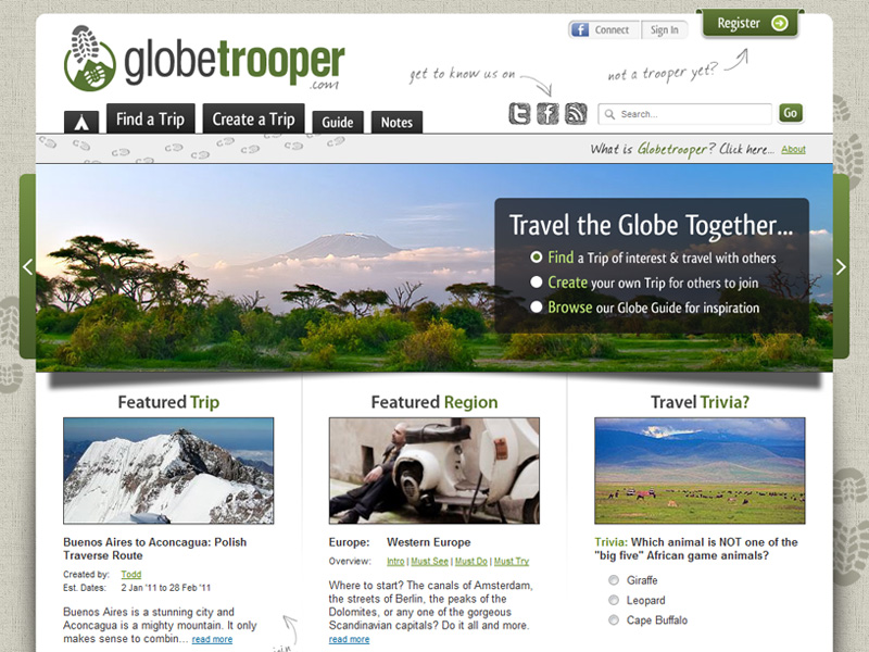 Globetrooper.com - Social Traveller Website